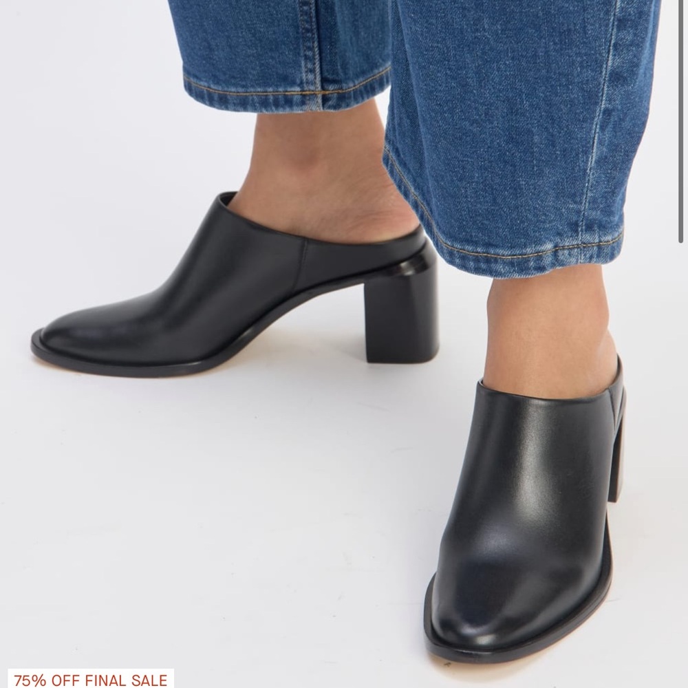 Everlane Black Leather The Outlaw Mule Slide Heel in Size 7.5 - Picture 3 of 15